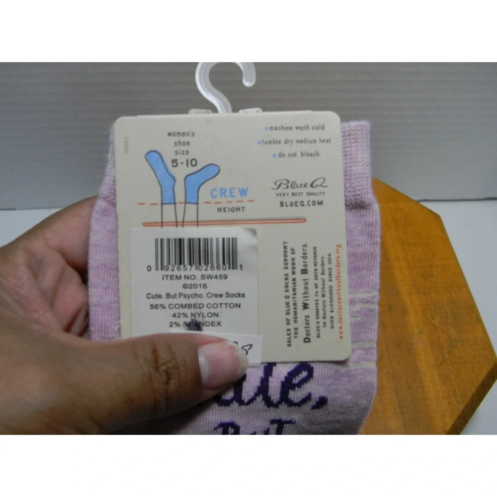 Blue Q Cute But Psycho Women's Crew Socks Size 5-10 Novelty NWT